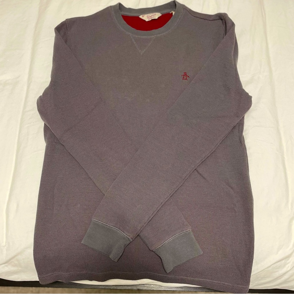 Original Penguin Gray/Maroon Thermal Pullover Size L